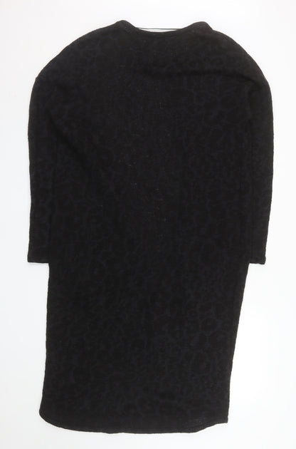 Vila Women’s Black Animal Print Long Coatigan Size L