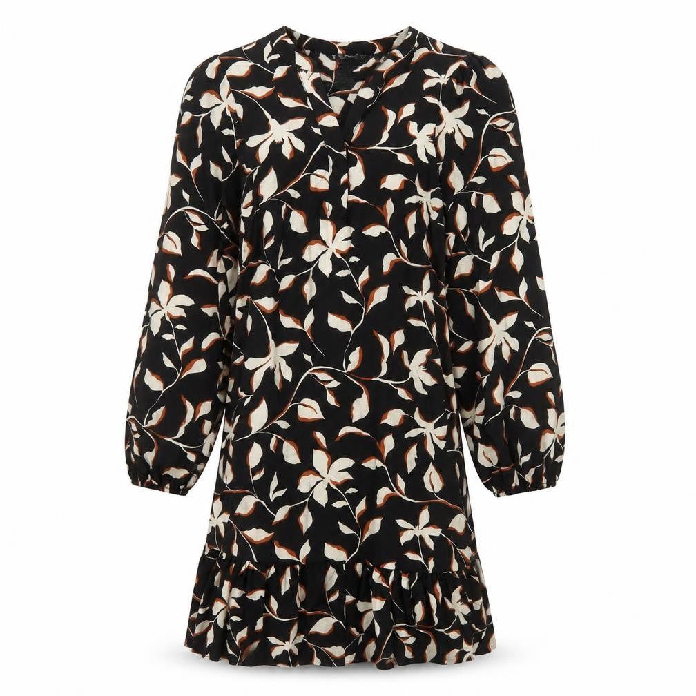 Dunnes Women’s Black Floral Ruffle Shift Dress XS