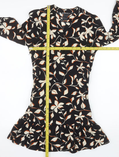 Dunnes Women’s Black Floral Ruffle Shift Dress XS