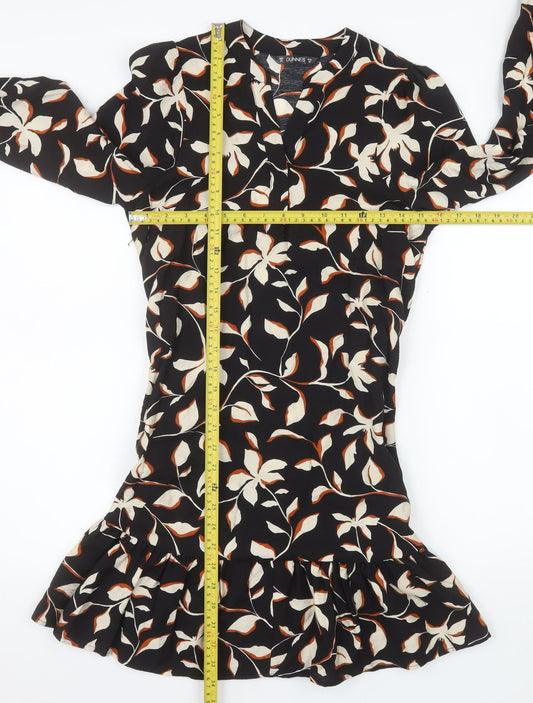 Dunnes Women’s Black Floral Ruffle Shift Dress XS