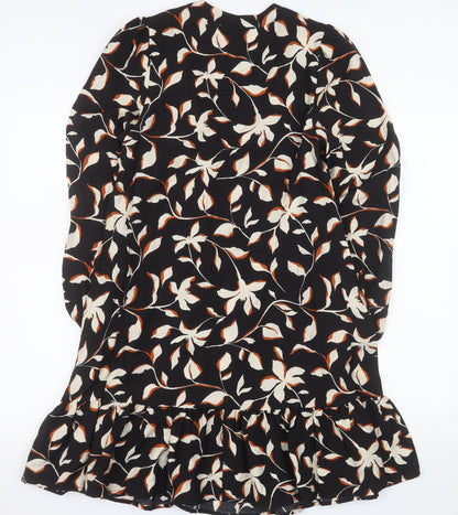 Dunnes Women’s Black Floral Ruffle Shift Dress XS