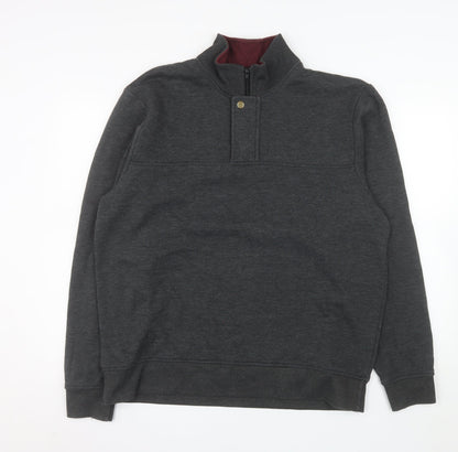 Orvis Men's Grey L Henley 1/4 Zip Sweatshirt Cotton Blend