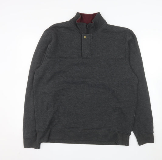 Orvis Men's Grey L Henley 1/4 Zip Sweatshirt Cotton Blend