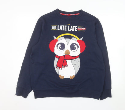 RTÉ The Late Late Toy Show Navy Sweatshirt L Women's Christmas Owl