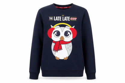 RTÉ The Late Late Toy Show Navy Sweatshirt L Women's Christmas Owl