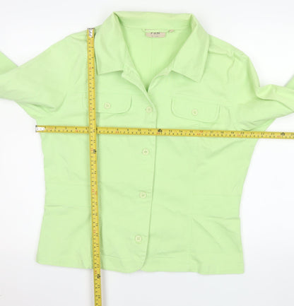 FRN by Francis Women's Green XL Cotton Blend Button Jacket