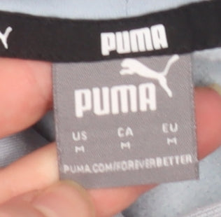 Puma Women Blue Pullover Hoodie Medium Cotton Blend Casual