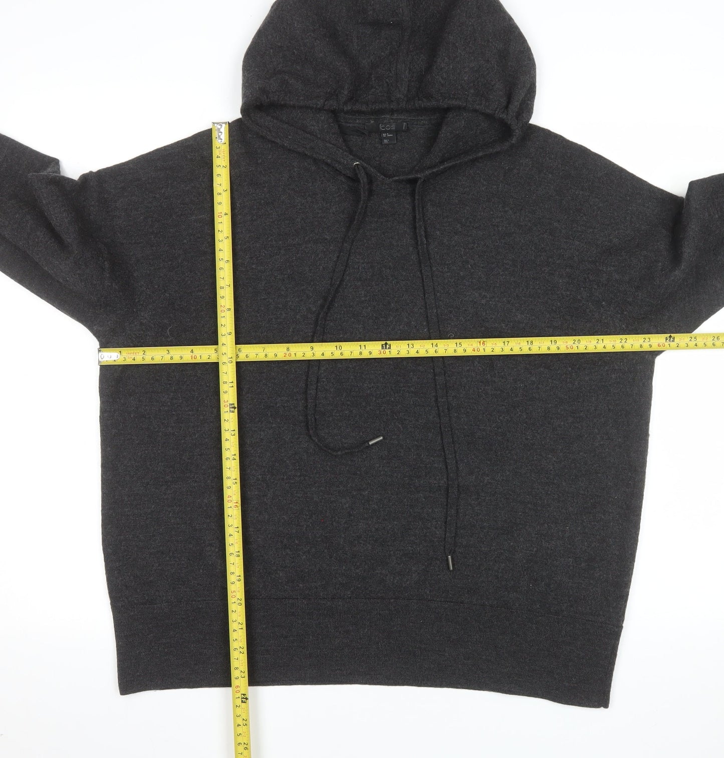 COS Womens Grey Wool Hooded Pullover Jumper Size 12