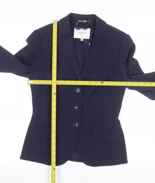 L.K. Bennett Women's Navy Blue Tailored Blazer UK 8 Polyester