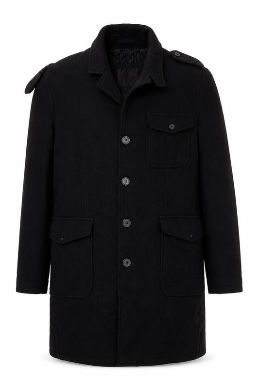 Springfield Mens Black Wool Blend Military Coat Size M