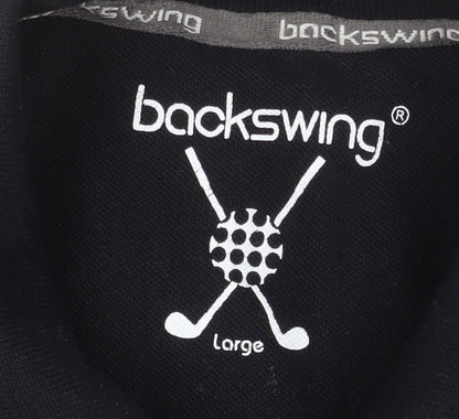 Backswing Men's Black Polo Shirt Large Golf Casual Top