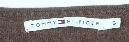 Tommy Hilfiger Womens Brown V-Neck Wool Cotton Jumper Size S