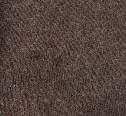 Tommy Hilfiger Womens Brown V-Neck Wool Cotton Jumper Size S