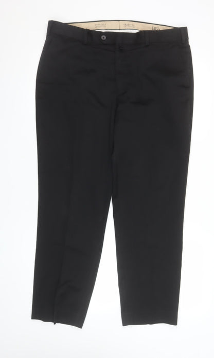 Prestige Collection Men's Black 36S Dress Trousers Wool Blend