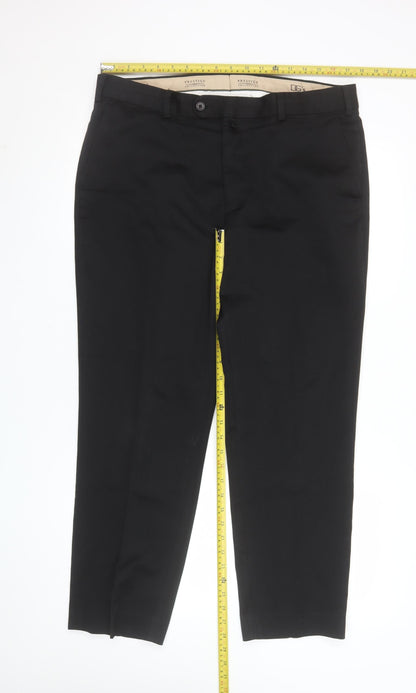 Prestige Collection Men's Black 36S Dress Trousers Wool Blend