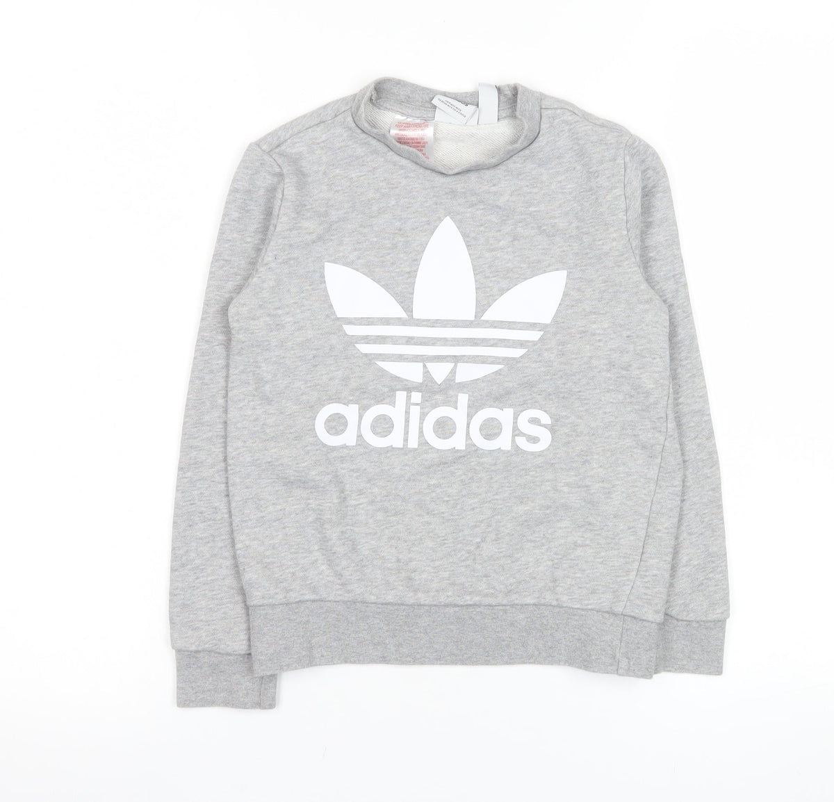 adidas Boys Grey 7-8 Years Pullover Crew Neck Logo Sweatshirt