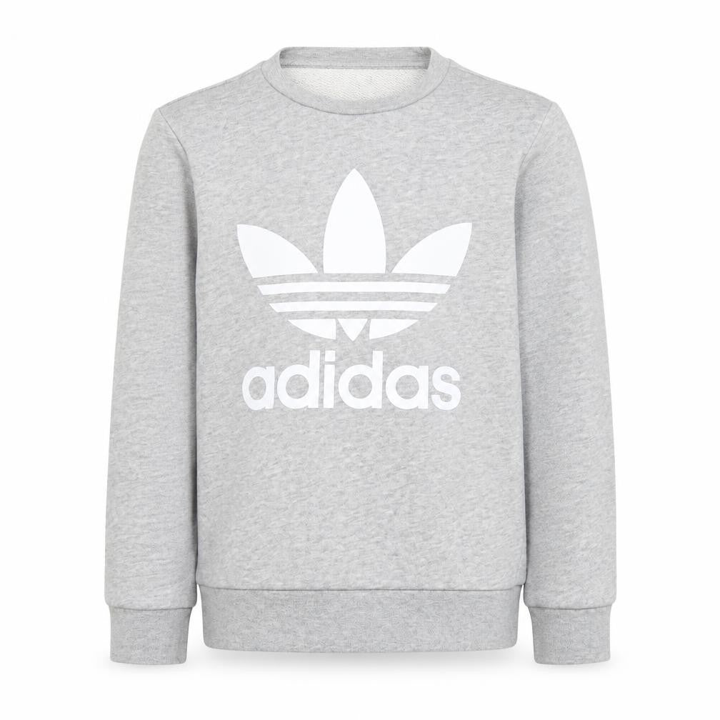 adidas Boys Grey 7-8 Years Pullover Crew Neck Logo Sweatshirt