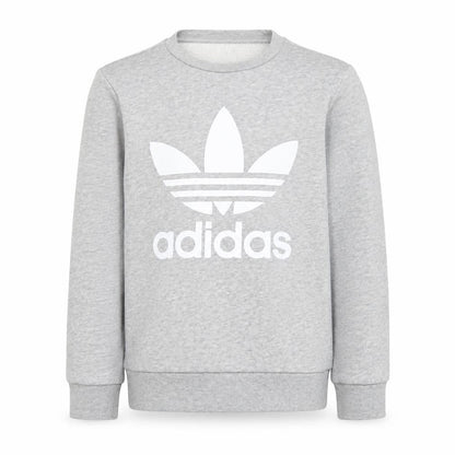 adidas Boys Grey 7-8 Years Pullover Crew Neck Logo Sweatshirt