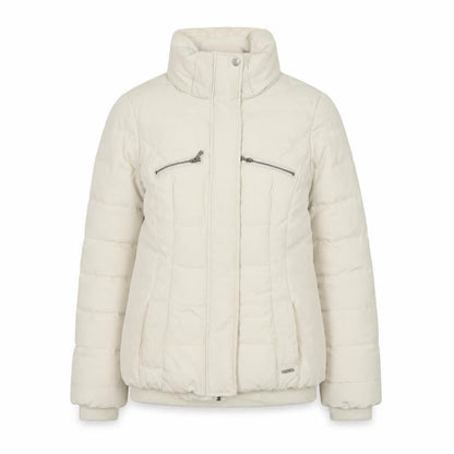 Zara Women Ivory Puffer Jacket Size 12 Down Filled Zip Winter Coat