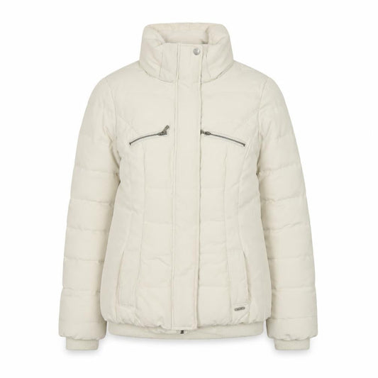 Zara Women Ivory Puffer Jacket Size 12 Down Filled Zip Winter Coat