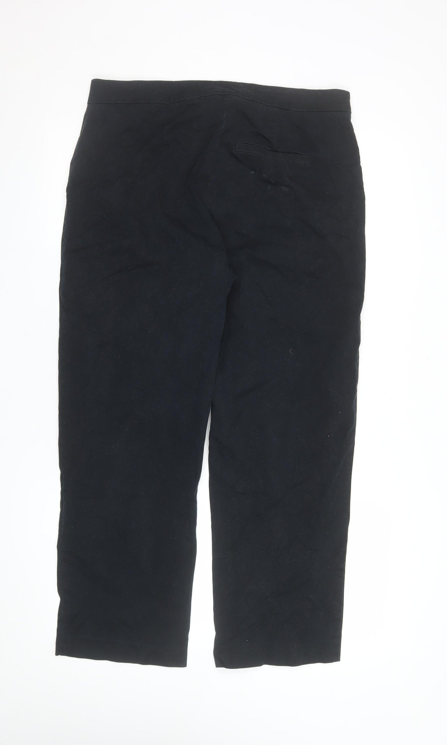 Marks and Spencer Womens Black Cotton Slim Trousers Size 14 Regular