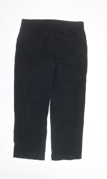 Marks and Spencer Womens Black Cotton Slim Trousers Size 14 Regular