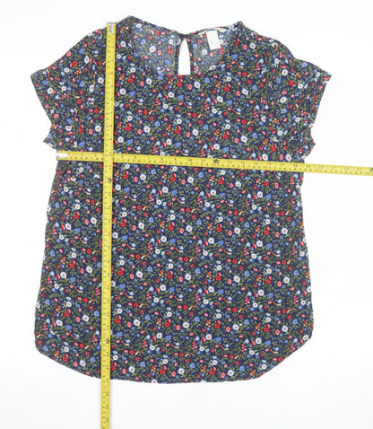 H&M Maternity Multicoloured Floral Short Sleeve Viscose Blouse Size 12