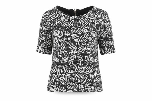 Front view of Principles by Ben de Lisi Women’s Black Floral Tunic Blouse, size UK 10
