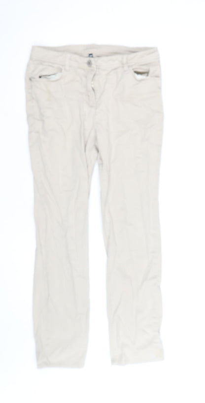 Dash Women's Beige Chino Trousers Size 10 Regular Straight Leg