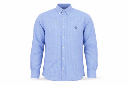 Chaps Men's Blue Check Cotton Button-Up Long Sleeve Shirt S Custom Fit