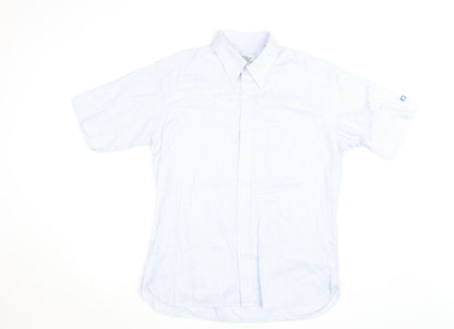 Oscar Jacobson Men's Blue Check Short Sleeve Button-Up Shirt Size L