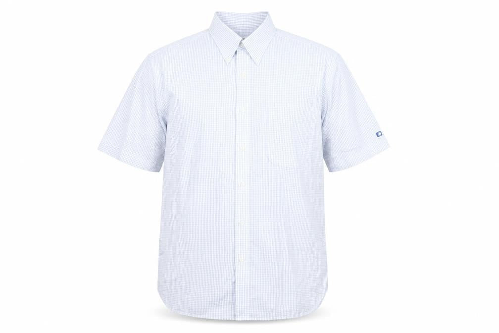 Oscar Jacobson Men's Blue Check Short Sleeve Button-Up Shirt Size L