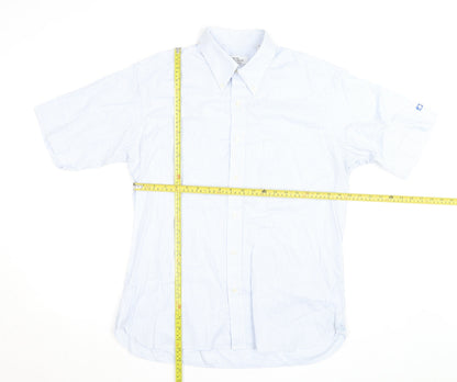 Oscar Jacobson Men's Blue Check Short Sleeve Button-Up Shirt Size L