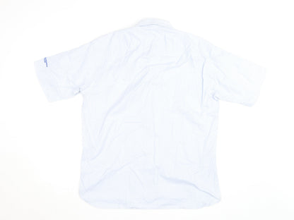 Oscar Jacobson Men's Blue Check Short Sleeve Button-Up Shirt Size L