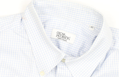 Oscar Jacobson Men's Blue Check Short Sleeve Button-Up Shirt Size L