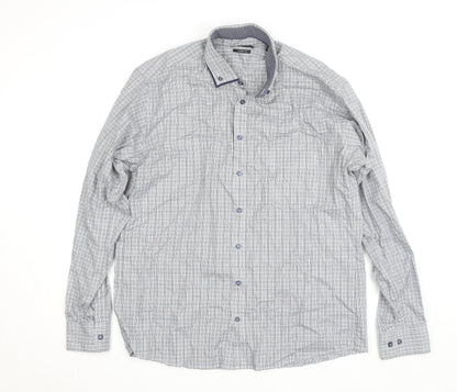 Hatico Essentials Men's Blue Check Regular Fit Long Sleeve Button-Up Shirt Size 17