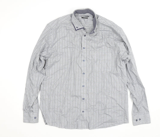 Hatico Essentials Men's Blue Check Regular Fit Long Sleeve Button-Up Shirt Size 17