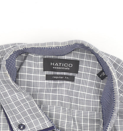 Hatico Essentials Men's Blue Check Regular Fit Long Sleeve Button-Up Shirt Size 17