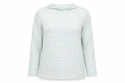 Principles by Ben de Lisi Women's Blue Geometric Long Sleeve Jersey Blouse Size 12