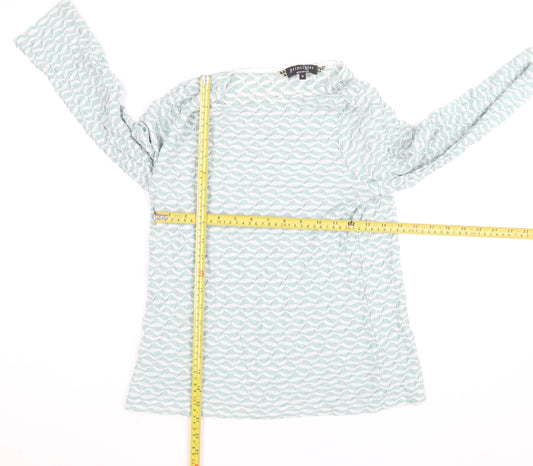 Principles by Ben de Lisi Women's Blue Geometric Long Sleeve Jersey Blouse Size 12
