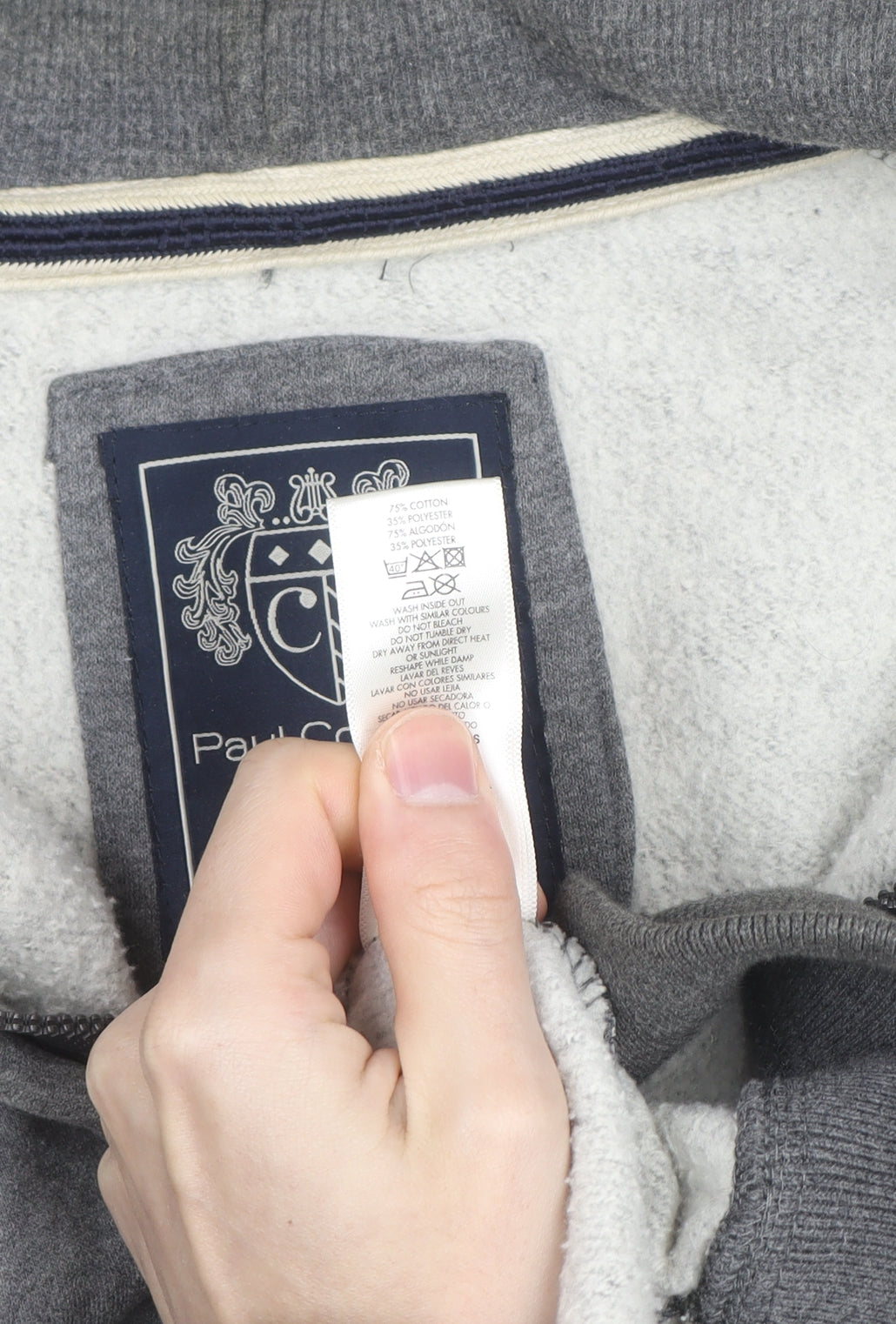 Paul Costelloe Men’s Grey Full Zip Hoodie Size L