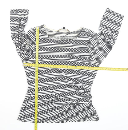 Principles by Ben de Lisi Women's Black White Striped Long Sleeve Jersey Top Size 10