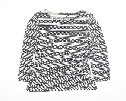 Principles by Ben de Lisi Women's Black White Striped Long Sleeve Jersey Top Size 10
