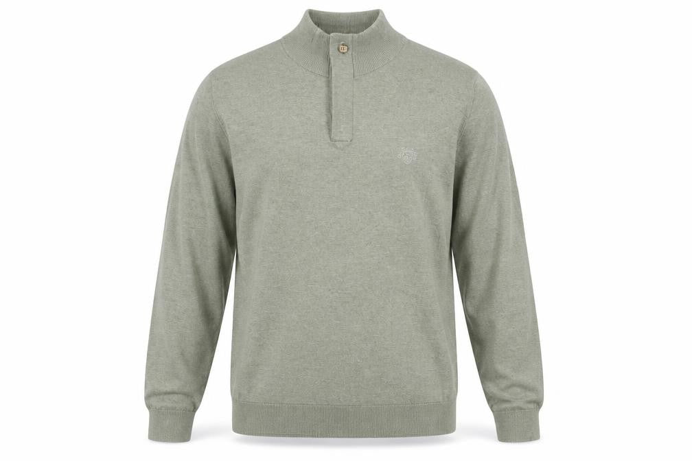 Paul Costelloe Men’s Green Henley Jumper L High Neck Cotton Blend