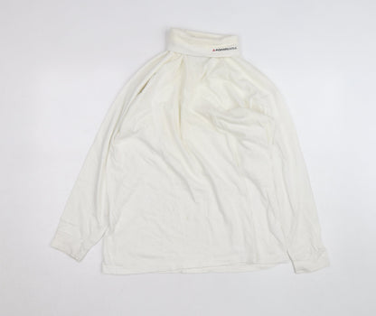 CIQE Mens White Roll Neck Golf Sweatshirt L Long Sleeve Cotton