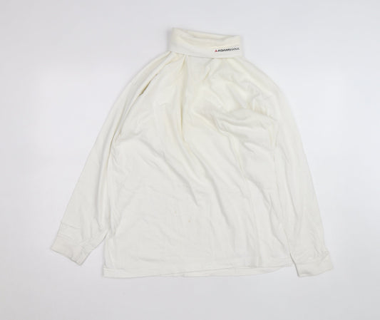 CIQE Mens White Roll Neck Golf Sweatshirt L Long Sleeve Cotton