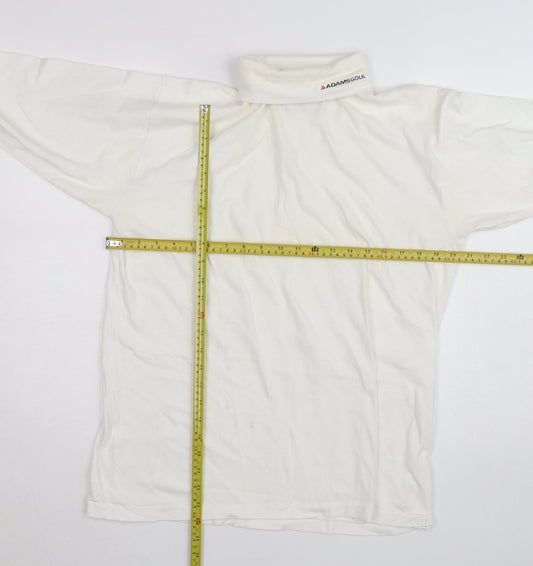 CIQE Mens White Roll Neck Golf Sweatshirt L Long Sleeve Cotton