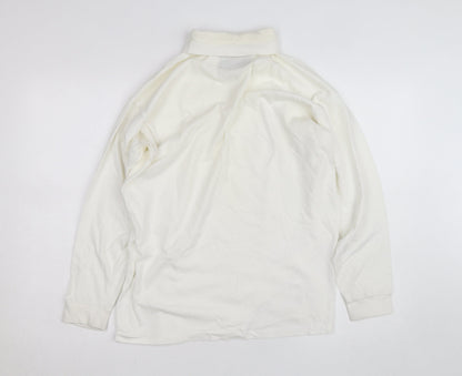CIQE Mens White Roll Neck Golf Sweatshirt L Long Sleeve Cotton