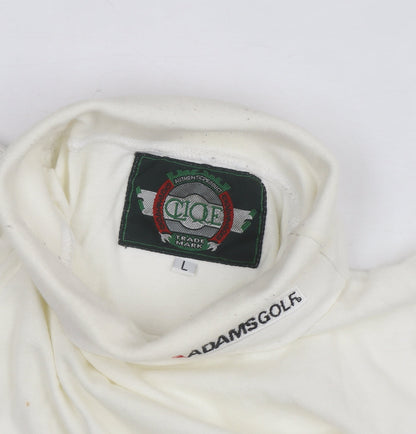 CIQE Mens White Roll Neck Golf Sweatshirt L Long Sleeve Cotton
