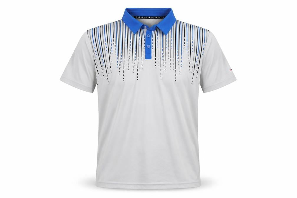 Benross Men's Grey Blue Golf Polo Shirt Size L Quick Dry Activewear